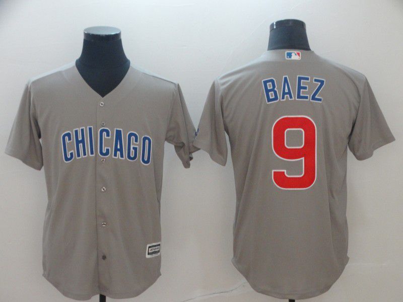 Men Chicago Cubs #9 Baez Grey Game 2024 Nike MLB Jersey style 1